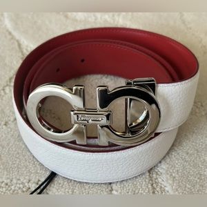 NWT Salvatore Ferragamo Adjustable Reversible Gancio Leather Belt Size 42 $595
